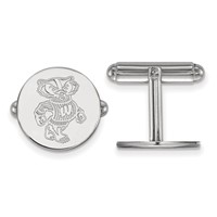 Sterling Silver Rhodium-plated LogoArt University of Wisconsin Badger Cuff Links view 1