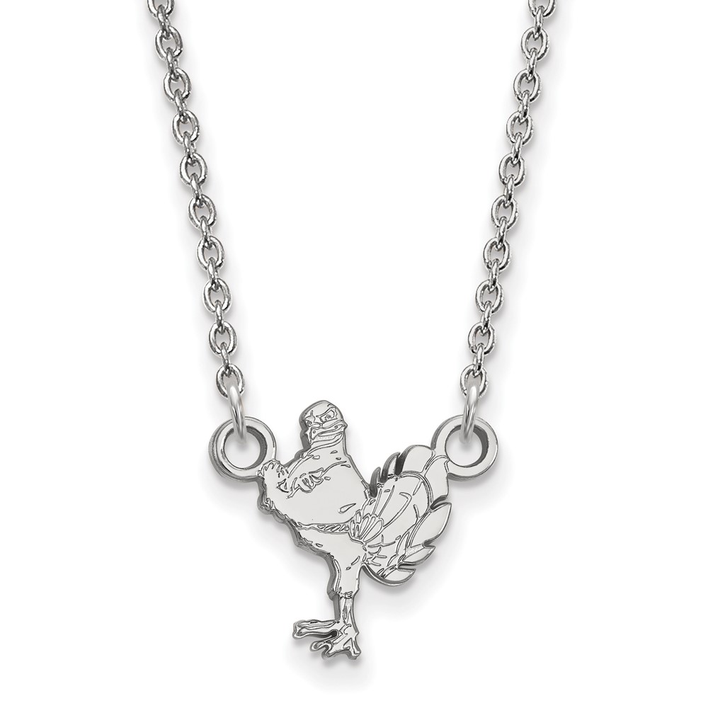 Sterling Silver Rhodium-plated LogoArt Virginia Tech HokieBird Small Pendant Necklace, 18"