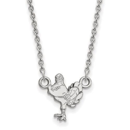 Sterling Silver Rhodium-plated LogoArt Virginia Tech HokieBird Small Pendant Necklace, 18"