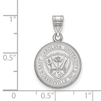 Sterling Silver Rhodium-plated LogoArt East Carolina University Medium Crest Pendant view 2