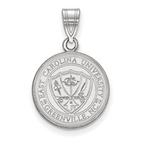 Sterling Silver Rhodium-plated LogoArt East Carolina University Medium Crest Pendant view 1