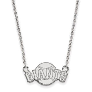 10k White Gold Major League Baseball LogoArt San Francisco Giants Baseball Small Necklace