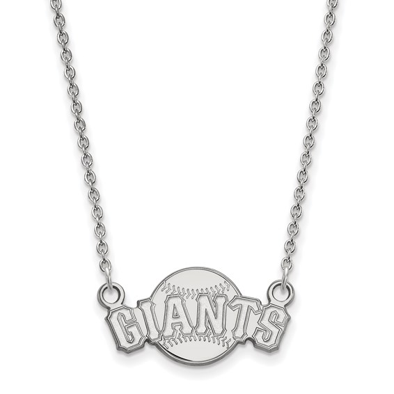 10k White Gold Major League Baseball LogoArt San Francisco Giants Baseball Small Necklace