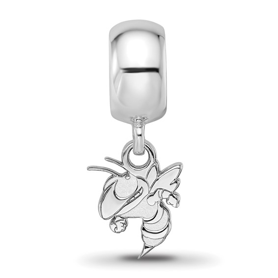 Sterling Silver Rhodium-plated LogoArt Georgia Institute of Technology Yellow Jacket Extra Small Dangle Bead Charm