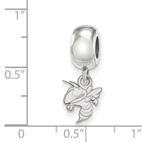 Sterling Silver Rhodium-plated LogoArt Georgia Institute of Technology Yellow Jacket Extra Small Dangle Bead Charm view 4