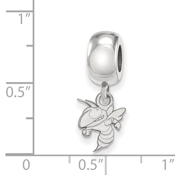 Sterling Silver Rhodium-plated LogoArt Georgia Institute of Technology Yellow Jacket Extra Small Dangle Bead Charm