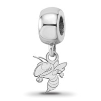 Sterling Silver Rhodium-plated LogoArt Georgia Institute of Technology Yellow Jacket Extra Small Dangle Bead Charm view 1
