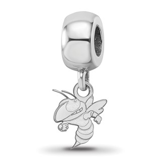 Sterling Silver Rhodium-plated LogoArt Georgia Institute of Technology Yellow Jacket Extra Small Dangle Bead Charm