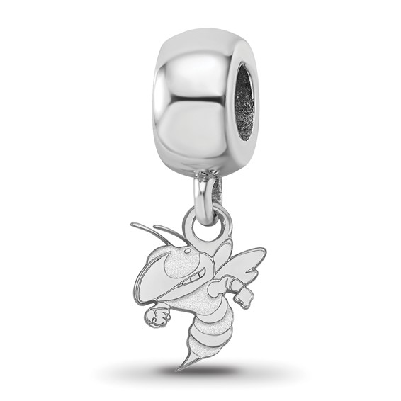Sterling Silver Rhodium-plated LogoArt Georgia Institute of Technology Yellow Jacket Extra Small Dangle Bead Charm