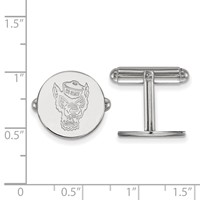 Sterling Silver Rhodium-plated LogoArt North Carolina State University Wolf Cuff Links view 2
