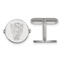 Sterling Silver Rhodium-plated LogoArt North Carolina State University Wolf Cuff Links view 1