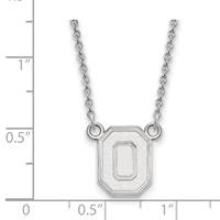Sterling Silver Rhodium-plated LogoArt the Ohio State University Letter O Small Pendant Necklace, 18" view 2