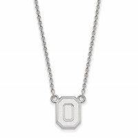 Sterling Silver Rhodium-plated LogoArt the Ohio State University Letter O Small Pendant Necklace, 18" view 1