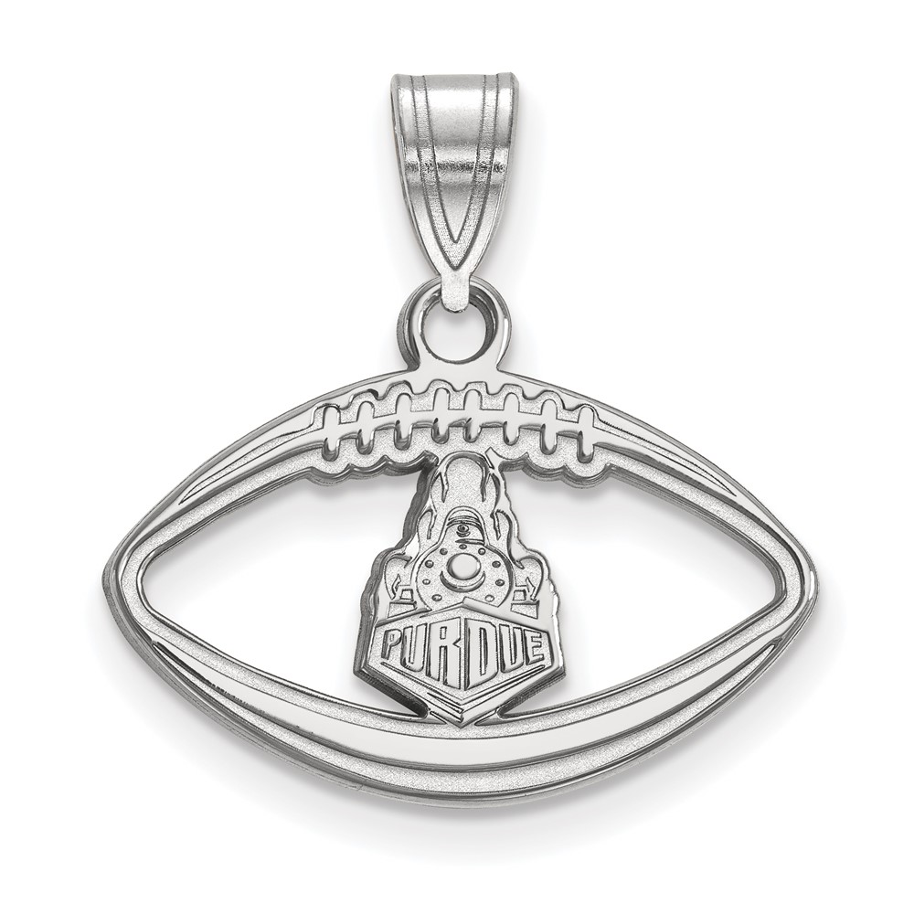 Sterling Silver Rhodium-plated LogoArt Purdue University Boilermakers Train Logo Football Pendant
