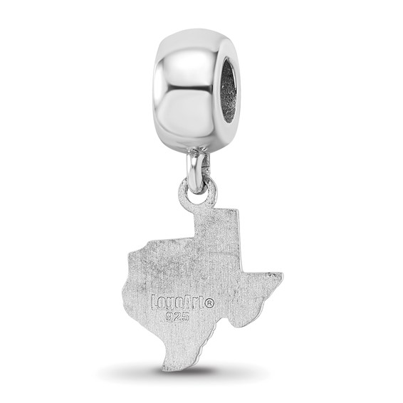 Sterling Silver Rhodium-plated LogoArt Texas A and M University State Outline Small Dangle Bead Charm