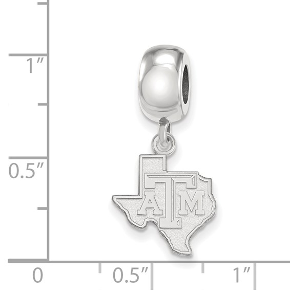 Sterling Silver Rhodium-plated LogoArt Texas A and M University State Outline Small Dangle Bead Charm