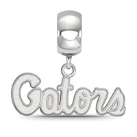 Sterling Silver Rhodium-plated LogoArt University of Florida Gators Script Extra Small Dangle Bead Charm view 2