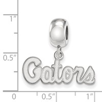 Sterling Silver Rhodium-plated LogoArt University of Florida Gators Script Extra Small Dangle Bead Charm view 3