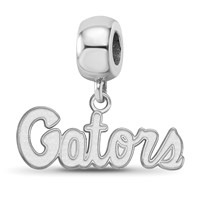 Sterling Silver Rhodium-plated LogoArt University of Florida Gators Script Extra Small Dangle Bead Charm view 1