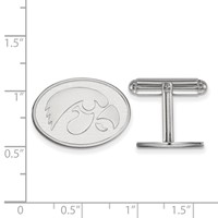 Sterling Silver Rhodium-plated LogoArt University of Iowa Hawk Oval Cuff Links view 2