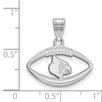 Sterling Silver Rhodium-plated LogoArt University of Louisville Cardinal Football Pendant view 2