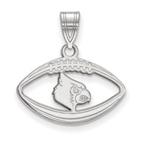 Sterling Silver Rhodium-plated LogoArt University of Louisville Cardinal Football Pendant view 1