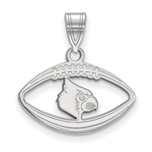 Sterling Silver Rhodium-plated LogoArt University of Louisville Cardinal Football Pendant
