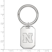 Sterling Silver Rhodium-plated LogoArt University of Nebraska Letter N Key Ring view 2
