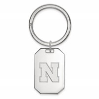 Sterling Silver Rhodium-plated LogoArt University of Nebraska Letter N Key Ring view 1