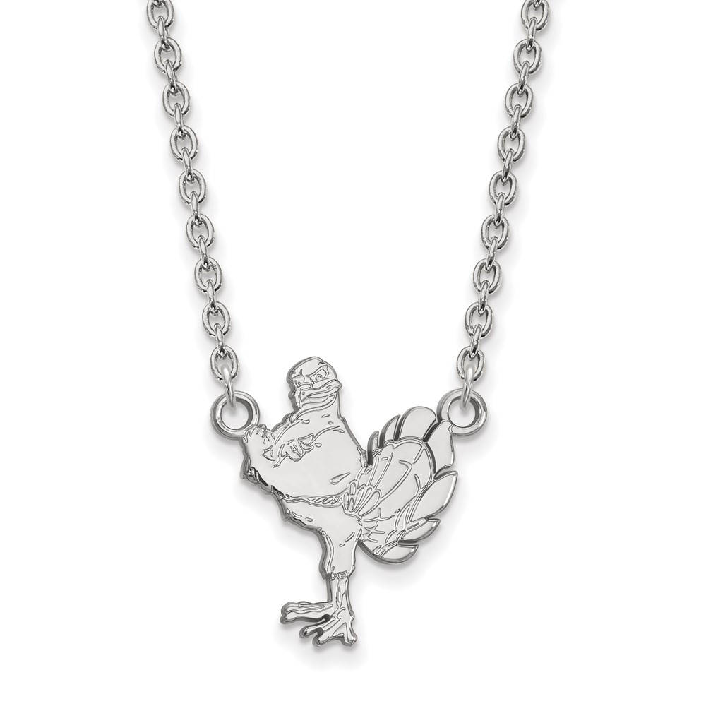 Sterling Silver Rhodium-plated LogoArt Virginia Tech HokieBird Large Pendant Necklace, 18"