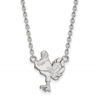 Sterling Silver Rhodium-plated LogoArt Virginia Tech HokieBird Large Pendant Necklace, 18" view 1