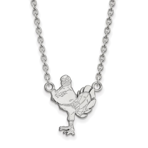 Sterling Silver Rhodium-plated LogoArt Virginia Tech HokieBird Large Pendant Necklace, 18"