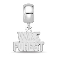 Sterling Silver Rhodium-plated LogoArt Wake Forest University W-f Deacon Extra Small Dangle Bead Charm view 2