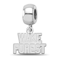Sterling Silver Rhodium-plated LogoArt Wake Forest University W-f Deacon Extra Small Dangle Bead Charm view 1