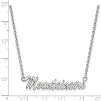 Sterling Silver Rhodium-plated LogoArt West Virginia University Mountaineers Script Medium Pendant Necklace, 18" view 2