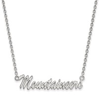 Sterling Silver Rhodium-plated LogoArt West Virginia University Mountaineers Script Medium Pendant Necklace, 18" view 1