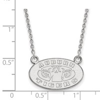 Sterling Silver Rhodium-plated LogoArt Auburn Tigers Small Pendant Necklace, 18" view 2