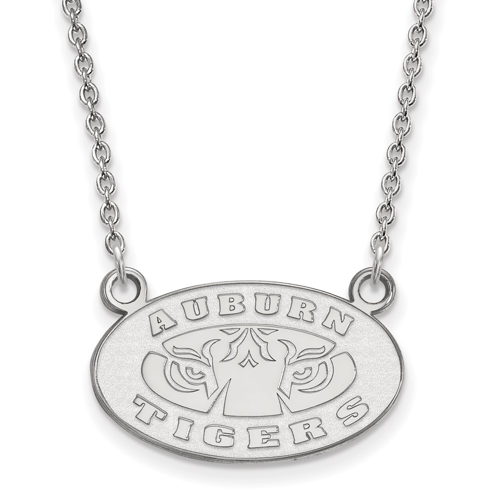 Sterling Silver Rhodium-plated LogoArt Auburn Tigers Small Pendant Necklace, 18"