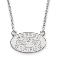 Sterling Silver Rhodium-plated LogoArt Auburn Tigers Small Pendant Necklace, 18" view 1