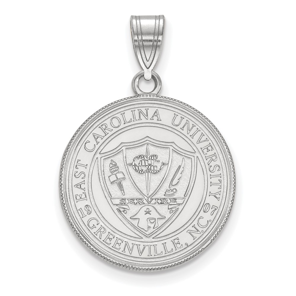 Sterling Silver Rhodium-plated LogoArt East Carolina University Large Crest Pendant