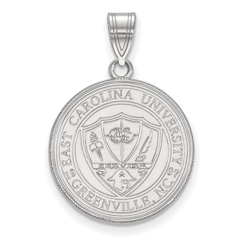 Sterling Silver Rhodium-plated LogoArt East Carolina University Large Crest Pendant