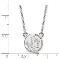 Sterling Silver Rhodium-plated LogoArt Florida State University Seminole Small Pendant 18 Inch Necklace view 2