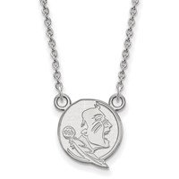 Sterling Silver Rhodium-plated LogoArt Florida State University Seminole Small Pendant 18 Inch Necklace view 1