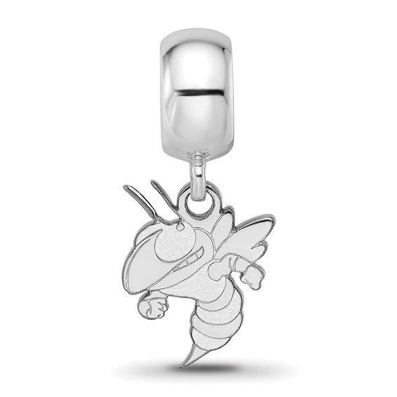 Sterling Silver Rhodium-plated LogoArt Georgia Institute of Technology Yellow Jacket Small Dangle Bead Charm