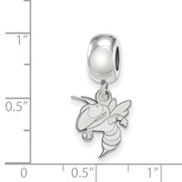 Sterling Silver Rhodium-plated LogoArt Georgia Institute of Technology Yellow Jacket Small Dangle Bead Charm view 4