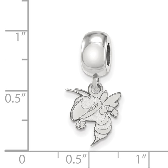 Sterling Silver Rhodium-plated LogoArt Georgia Institute of Technology Yellow Jacket Small Dangle Bead Charm