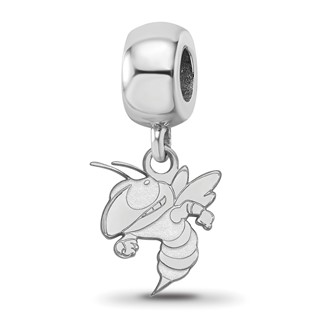 Sterling Silver Rhodium-plated LogoArt Georgia Institute of Technology Yellow Jacket Small Dangle Bead Charm