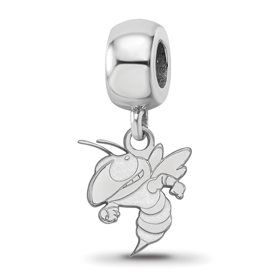 Sterling Silver Rhodium-plated LogoArt Georgia Institute of Technology Yellow Jacket Small Dangle Bead Charm