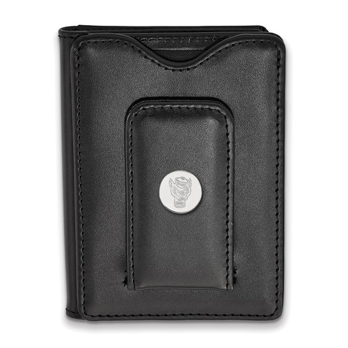 SS Rh-p LogoArt North Carolina State University Black Leather Walle