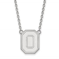 Sterling Silver Rhodium-plated LogoArt the Ohio State University Letter O Large Pendant Necklace - 18in view 1
